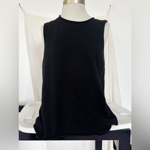 27 MILES MALIBU BLACK CASHMERE ROUND NECK SLEEVELESS KNIT MEDIUM